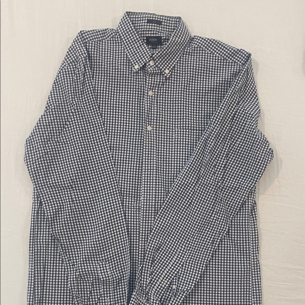 MENS J. Crew Blue and White Gingham Shirt